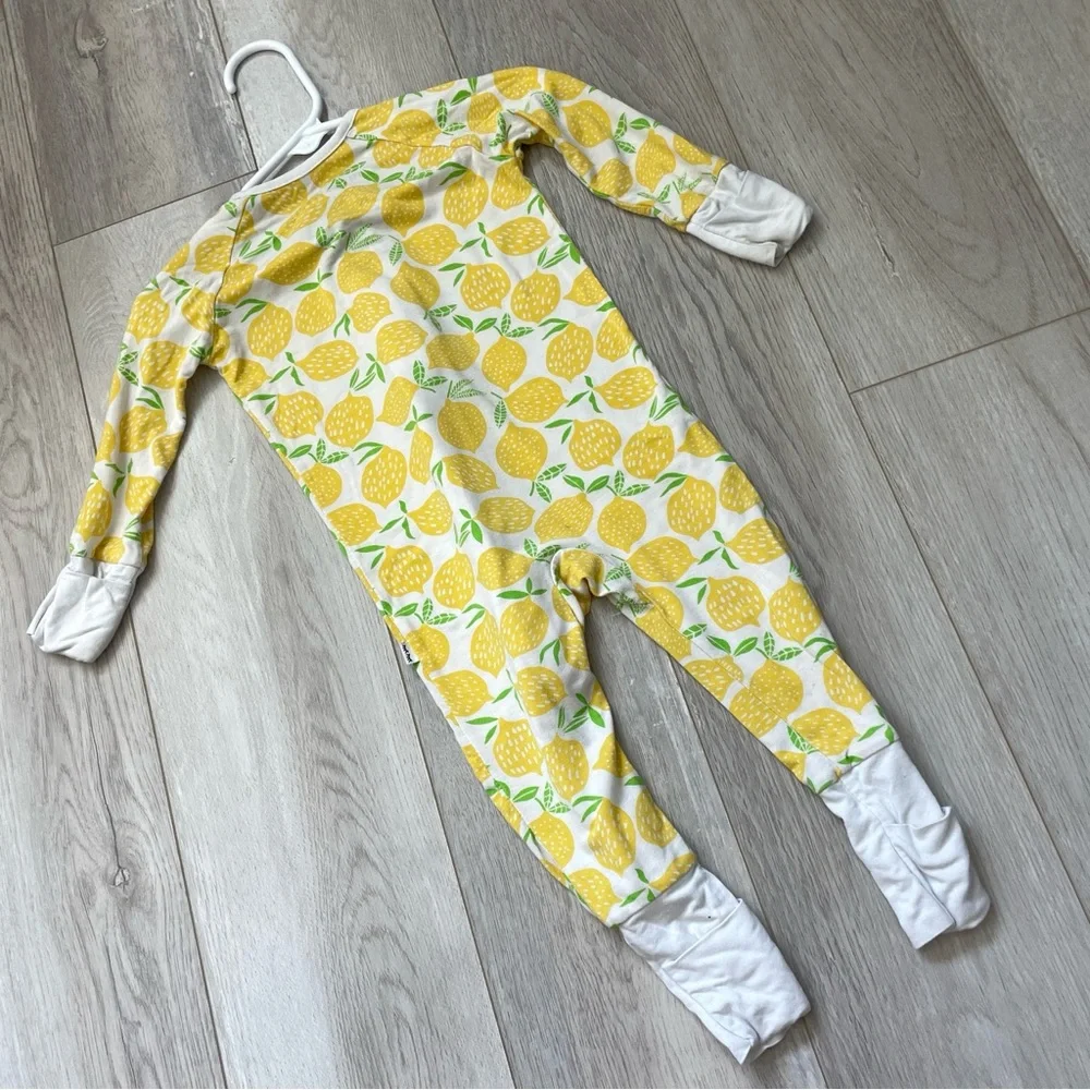Little Sleepies Zippy bamboo lemon print baby Blue (size 3-6 months) sleep fruit